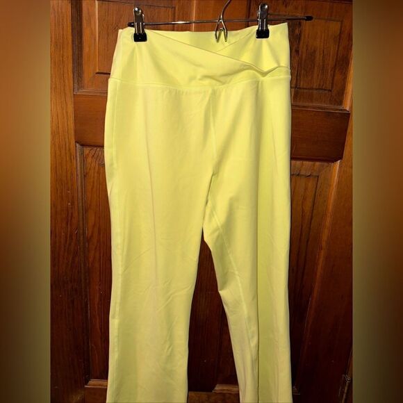 Calvin Klein Performance Medium Stretch Pale Fluorescent Yellow Leggings - Picture 2 of 5